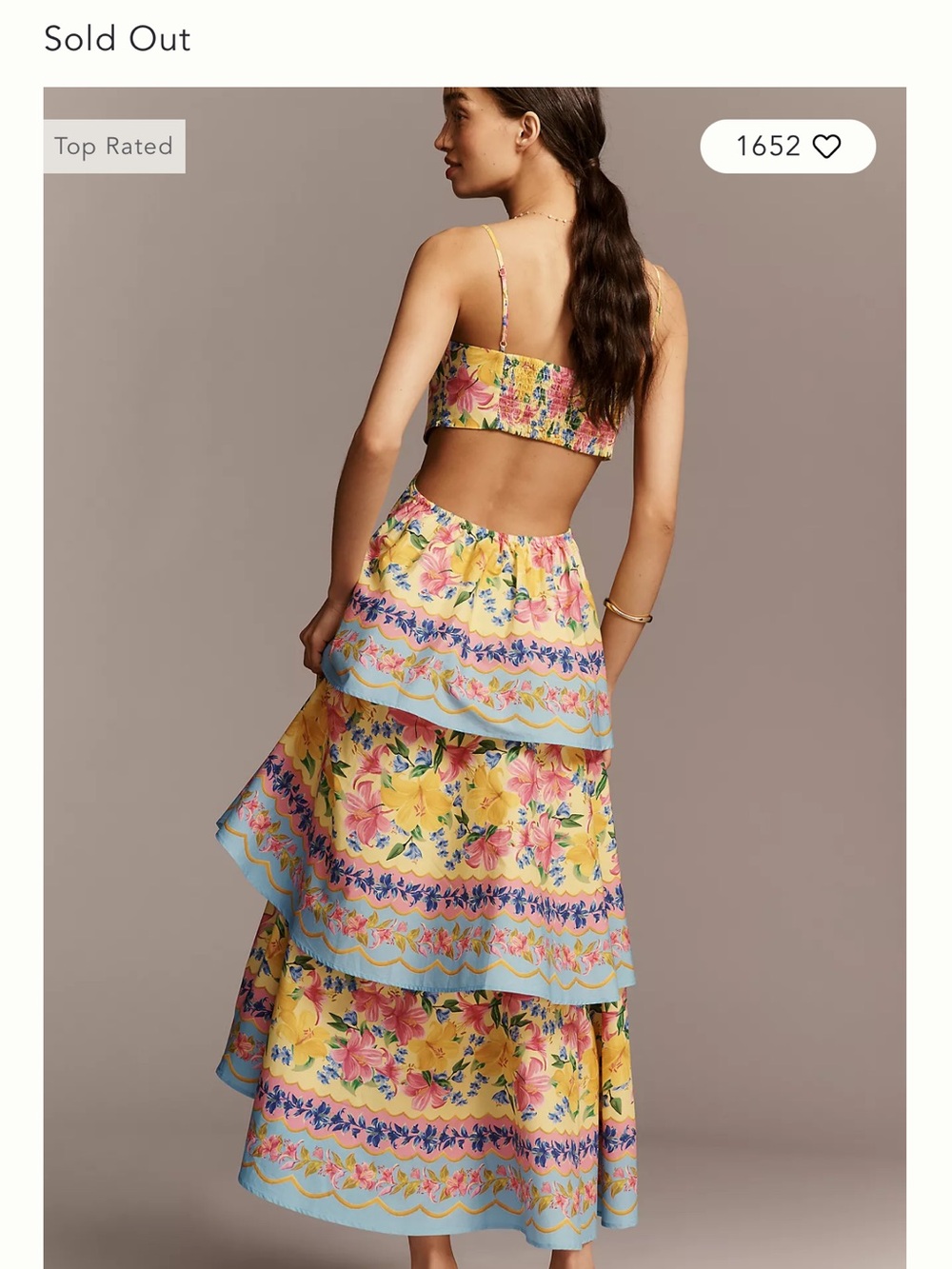 FARM Rio Yellow Floral Tiered Maxi Dress with Pink & Blue Accents - Picture 10 of 10